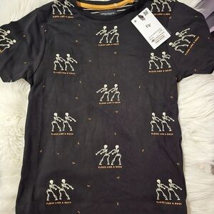 Denim & Flower Youth Spooky Halloween Skeleton Shirt Size 5 / 6. Nwt